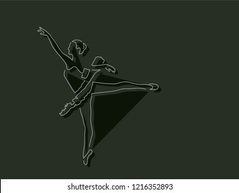 Ballerina Isolated Line Drawing Vector Illustration Stock Vector ...