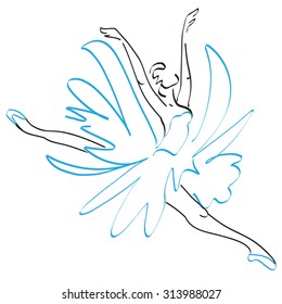 Ballerina jumping. vector in the style of minimalism