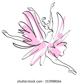 Ballerina jumping. vector in the style of minimalism