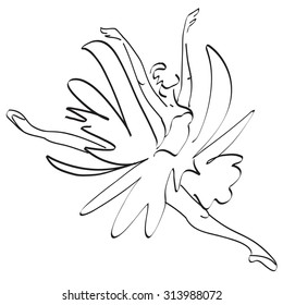 Ballerina jumping. vector in the style of minimalism