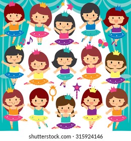 ballerina kids clip art set