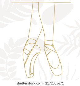 ballerina legs drawing in one continuous line, isolated, vector