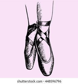 ballerina legs shoes doodle style sketch illustration hand drawn vector