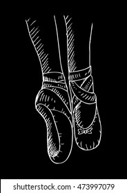 Ballerina legs shoes. Sketchy style.
