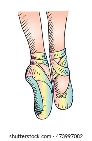 Ballerina legs shoes. Sketchy style.
