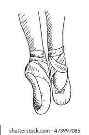 Ballerina legs shoes. Sketchy style.

