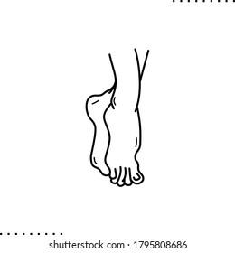 ballerina legs, tiptoe, bare feet vector icon in outline