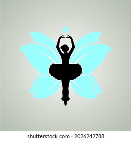 Ballerina Logo with Leaves forming a Butterfly
