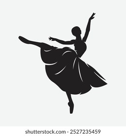 Ballerina logo silhouette illustration. Beautiful female ballet dancer.