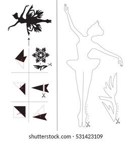 Ballerina made of paper Snowflake out of paper