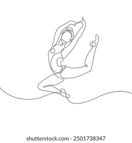 Ballerina Minimalist One Line Drawing. Woman Dance Contour Illustration. Ballet Modern Minimalist Drawing. Woman Ballerina One Line Illustration. Vector EPS 10