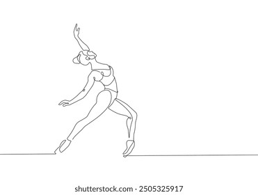 Ballerina Minimalist One Line Drawing. Woman Dance Contour Illustration. Ballet Modern Minimalist Drawing. Woman Ballerina One Line Illustration. Vector EPS 10