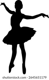 Ballerina, modern dance positions. Black silhouette of a dancing girl and ballet. Ideal for design projects related to dance, performing arts, fitness
