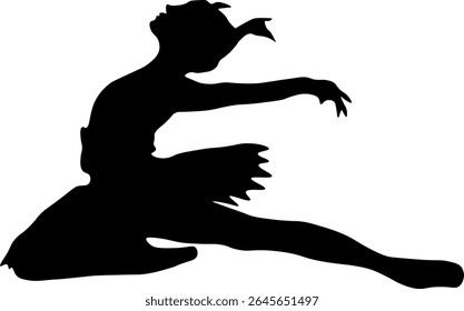  Ballerina, modern dance positions. Black silhouette of a dancing girl on a white background. Ideal for design projects related to dance, performing arts, fitness