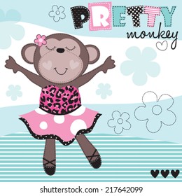 ballerina monkey vector illustration