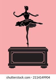 Ballerina Musical Jewelry Box, Decal Illustration