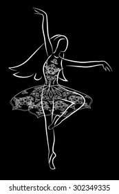 Ballerina with needlepoint dress, isolated on white