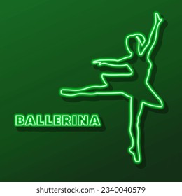 ballerina neon sign, modern glowing banner design, colorful modern design trend on black background. Vector illustration.