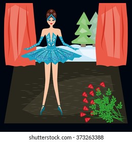 Ballerina on a scene