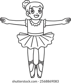 Ballerina on the Toes Isolated Coloring Page 