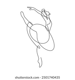 Ballerina One Line Drawing. Ballet Concept Minimalist Drawing. Woman Ballerina Line Art Modern Minimal Drawing Trendy Illustration Continuous Line Art. Dance Minimal Logo. Vector EPS 10