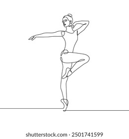 Ballerina One Line Drawing. Ballet Concept Minimalist Drawing. Woman Ballerina Line Art Modern Minimal Drawing Trendy Illustration Continuous Line Art. Dance Minimal Logo. Vector EPS 10