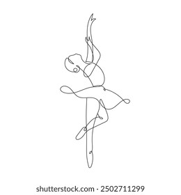 Ballerina One Line Drawing. Ballet Concept Minimalist Drawing. Woman Ballerina Line Art Modern Minimal Drawing Trendy Illustration Continuous Line Art. Dance Minimal Logo. Vector EPS 10