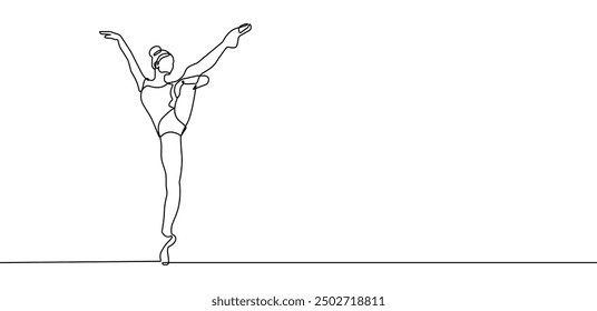 Ballerina One Line Drawing. Ballet Concept Minimalist Drawing. Woman Ballerina Line Art Modern Minimal Drawing Trendy Illustration Continuous Line Art. Dance Minimal Logo. Vector EPS 10