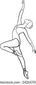 Ballerina outline illustration on transparent background