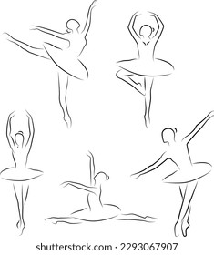 Ballerina outline vector silhouette bundle