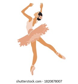 Ballerina in pink ballet tutu. Dancer in beautiful pose. Ballet. Vector illustration.