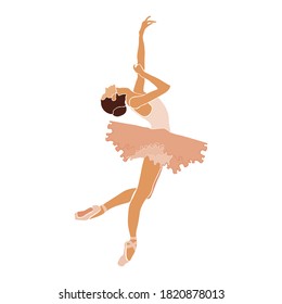 Ballerina in pink ballet tutu. Dancer in beautiful pose. Ballet. Vector illustration.