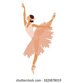 Ballerina in pink ballet tutu. Dancer in beautiful pose. Ballet. Vector illustration.