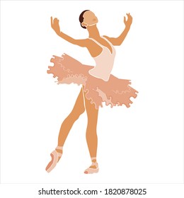 Ballerina in pink ballet tutu. Dancer in beautiful pose. Ballet. Vector illustration.