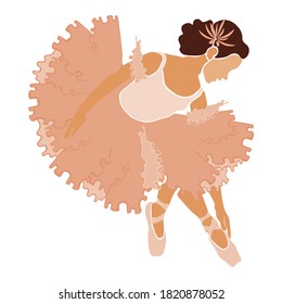 Ballerina in pink ballet tutu. Dancer in beautiful pose. Ballet. Vector illustration.