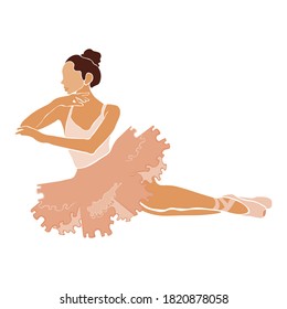 Ballerina in pink ballet tutu. Dancer in beautiful pose. Ballet. Vector illustration.