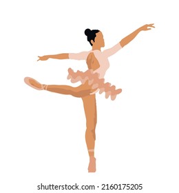 Ballerina in pink ballet tutu. Dancer in beautiful pose. Ballet. Vector illustration.