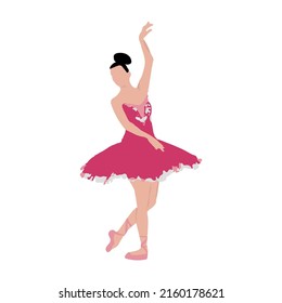 Ballerina in pink ballet tutu. Dancer in beautiful pose. Ballet. Vector illustration.