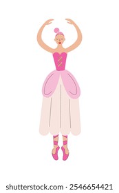 Ballerina with Pink Dress Vector Illustration. 