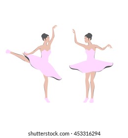 ballerina in pink on a white background