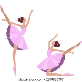 Ballerina in pink tutu in classic poses