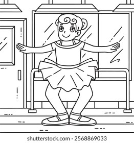 Ballerina in a Plie Coloring Page for Kids