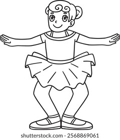 Ballerina in Plie Isolated Coloring Page for Kids