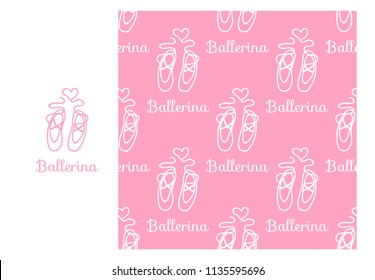Ballerina Pointe. Seamless repeating pattern isolated on pink background. Vector illustration. Modern Design for Girls