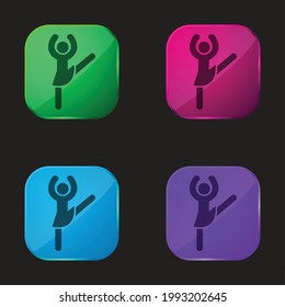 Ballerina Pose four color glass button icon