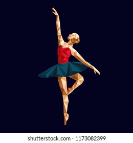 ballerina prima vector polygonal triangle paper cut logo simple abstract design low poly