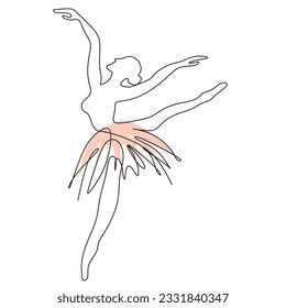 Ballerina Print one line. Line Art. 
Minimalist art.Vector.