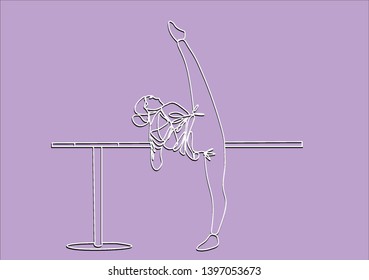 Ballerina. Purple background. Continuous line