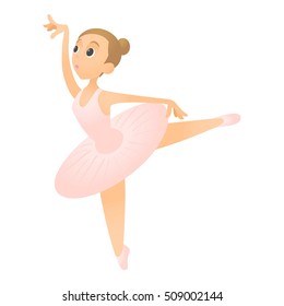 Ballerina with raised leg icon. Flat illustration of ballerina with raised leg vector icon for web