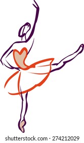 Ballerina in red tutu.